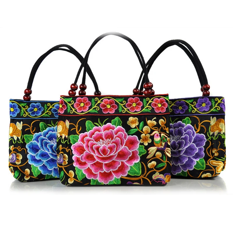 Borsa da donna ricamata in tela stile etnico originale borsa piccola portatile borse da ricamo per borse e borsette da donna