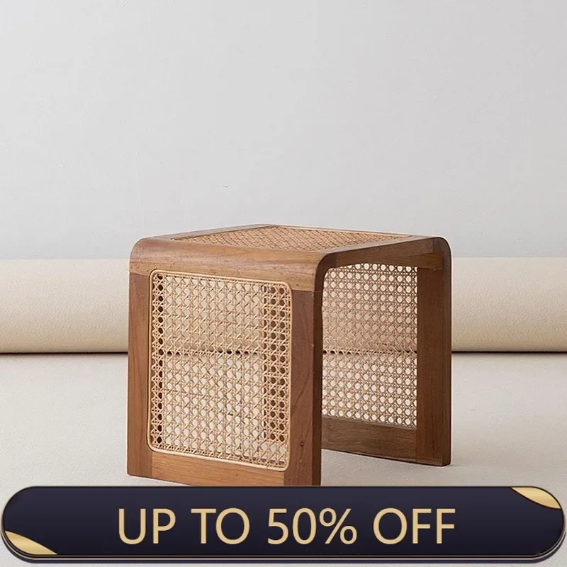 Nordic Square Side Table Solid Wood Coffee Table Living Room Small Household Rattan Japanese Ash Simple Small Square Table