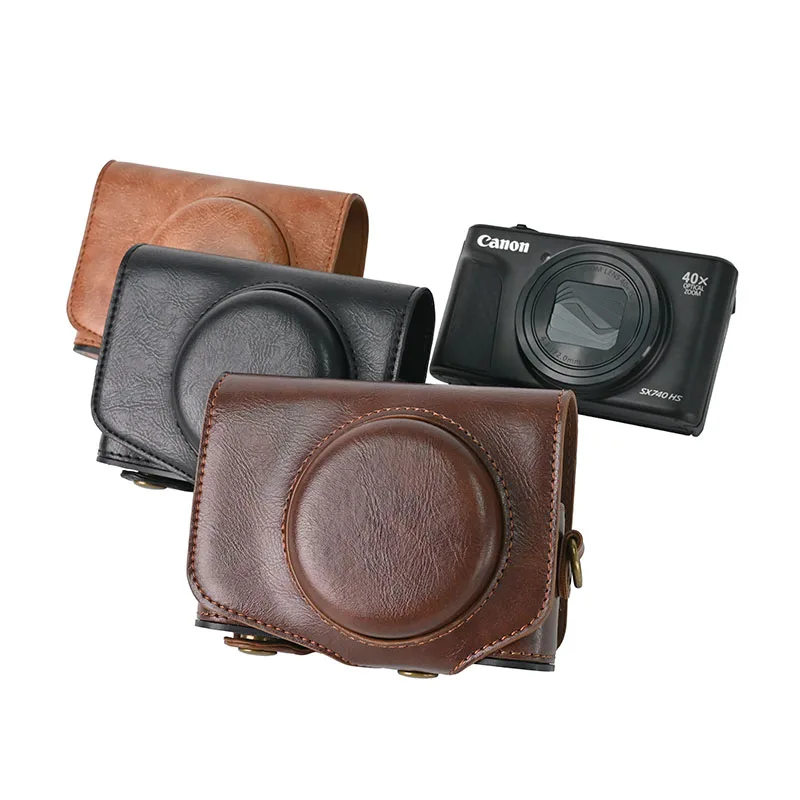 SX740 PU Leather For Canon PowerShot SX740 HS SX730 SX720 Camera Case Shoot Protective Cover SX730HS Retro Shoulder Bag