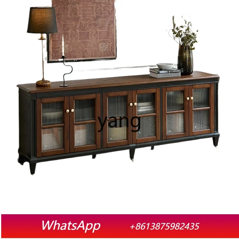 

LH solid wood TV cabinet storage locker integrated