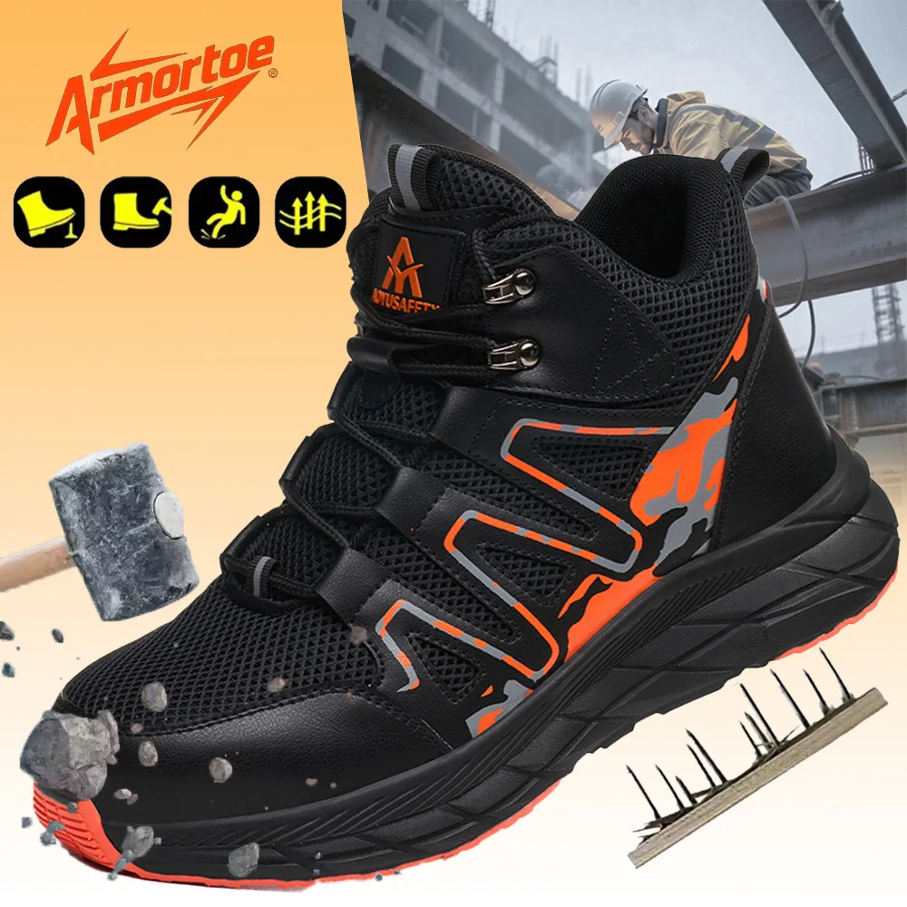 

ArmorToe Hot Sale Men Safety Shoes Anti-Impact Puncture Proof Lightweight Breathable Industrial Work Boots #Armor2781