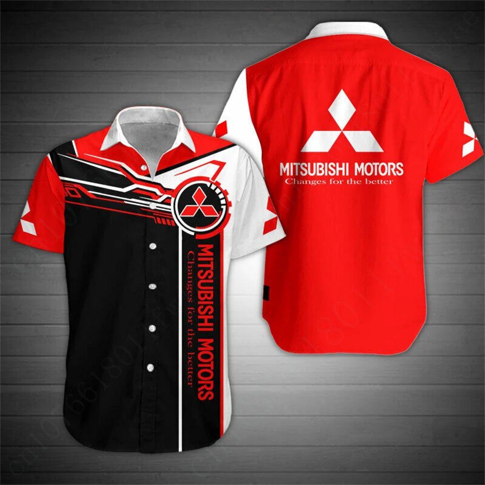 Mitsubishi Anime camiseta de gran tamaño Unisex, camisas casuales y blusas, cárdigan con botones, camisas Harajuku para hombres y mujeres