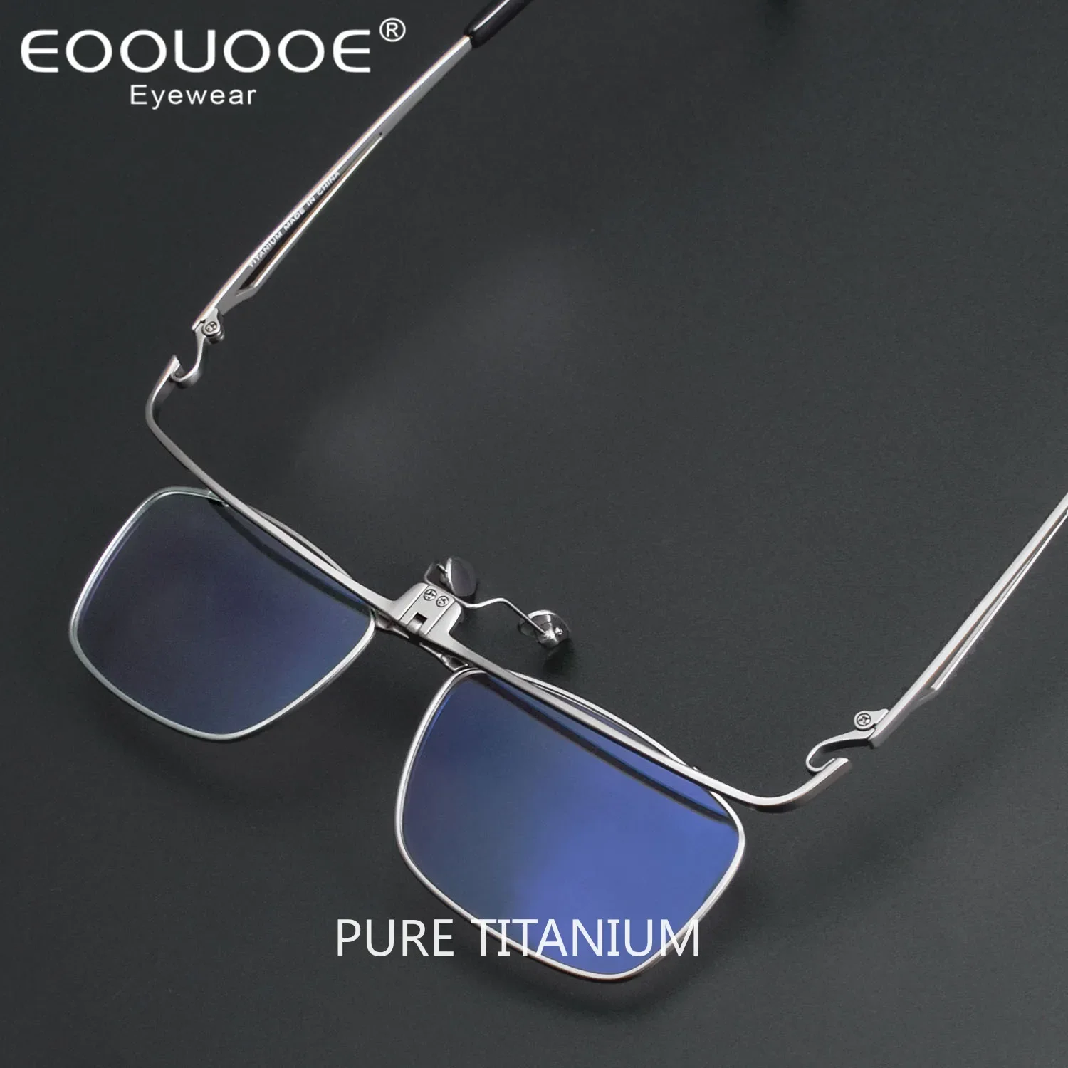 100% Pure Titanium Men Glasses Full Frame Square Flip Up 2024 Eyeglass Frames Myopia Hyperopia Prescription Eyeglasses Eyewear