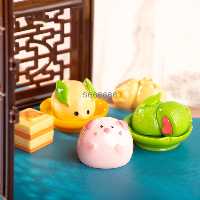

Creative Chinese Pastry Figurine Crafts Cute Cartoon Fruit Food Resin Ornaments Home Decoration Kawaii Room Desk Decor Gifts
