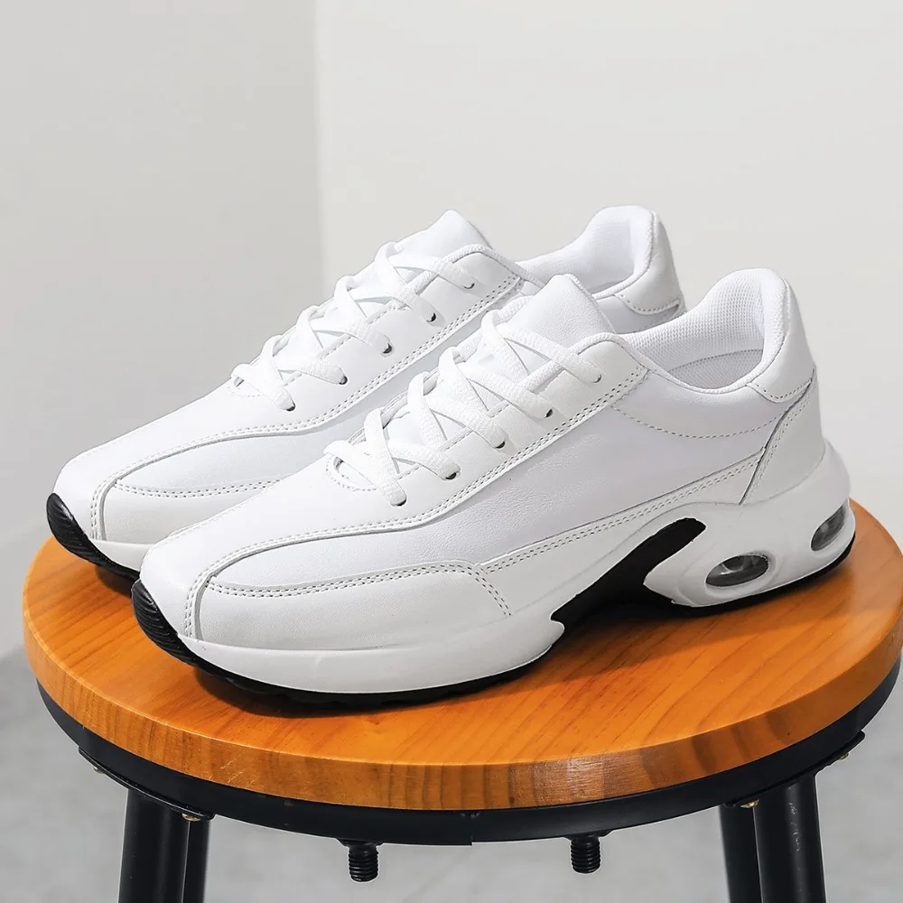 

Мужские кроссовки на воздушной подушке Весна 2026, полностью белые, на платформе, для бега, нескользящие, дышащие, повседневные спортивные туфли для ежедневной носки