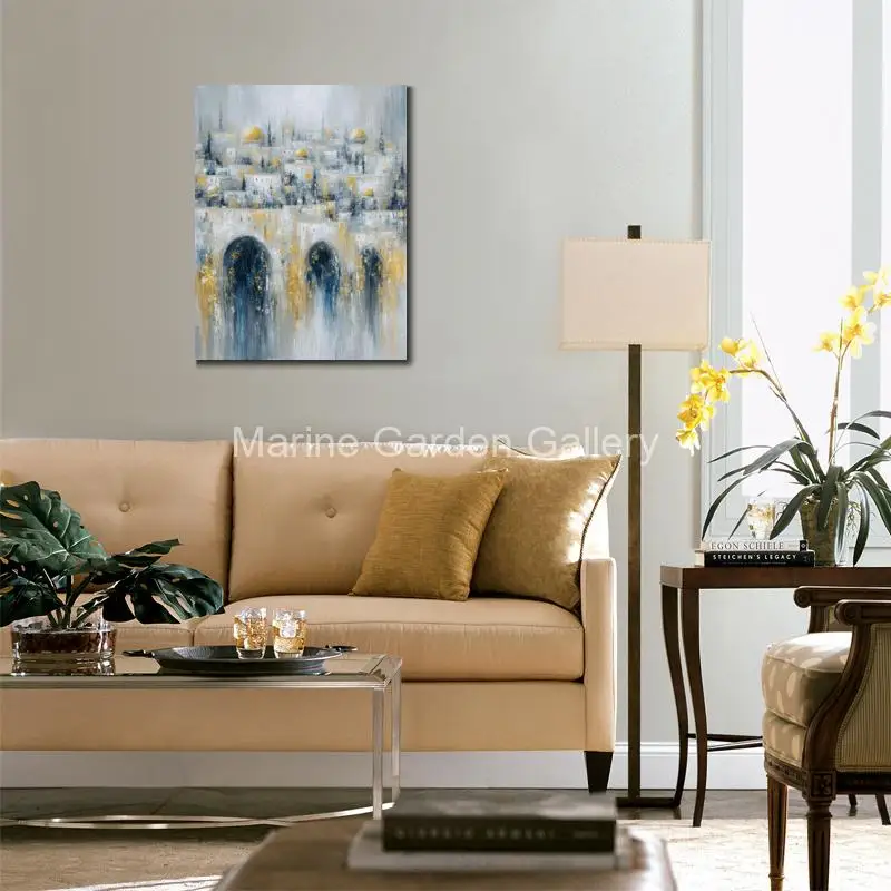 

Текстурированная еврейская картина, старый Иерусалим, ручная работа, масло, холст, абстрактная Иудаика, золотое произведение искусства для столовой, декор стен, подарок