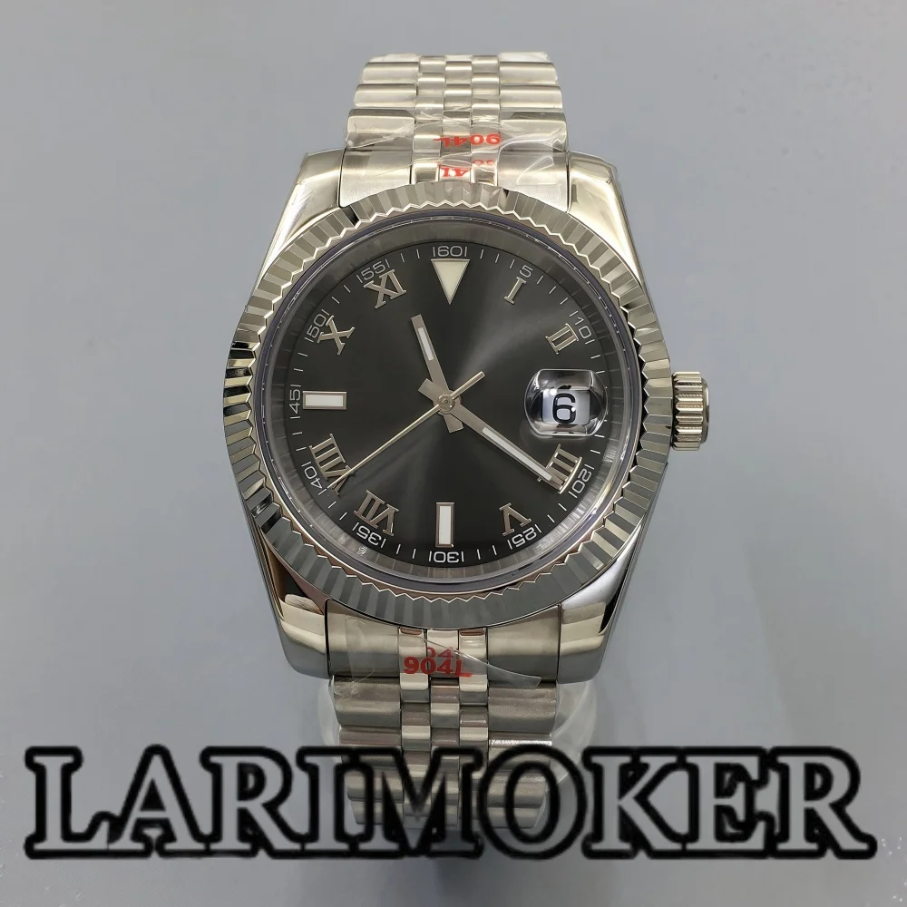 LARIMOKER 36MM/39MM Orologio da uomo Nero Bianco Indice romano Quadrante Verde Luminoso Vetro Zaffiro NH35 Movimento meccanico automatico