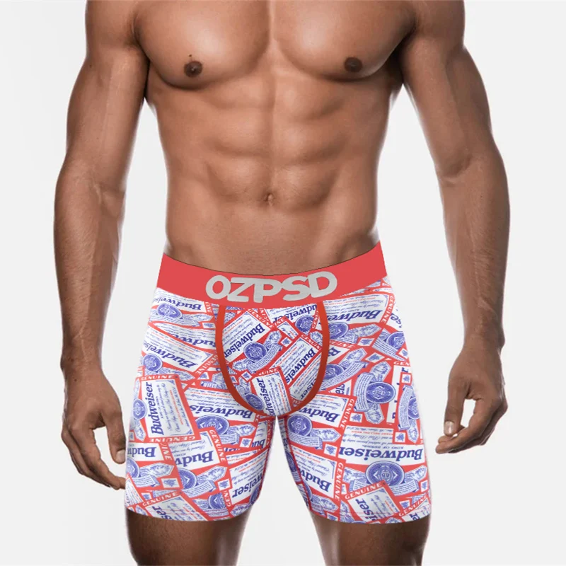 OZPSD Sexy Men Underwear Boxers Cueca Male Panty Lingerie Men Underpants Boxershorts Plus Size Breathable Print Man Boxer Briefs