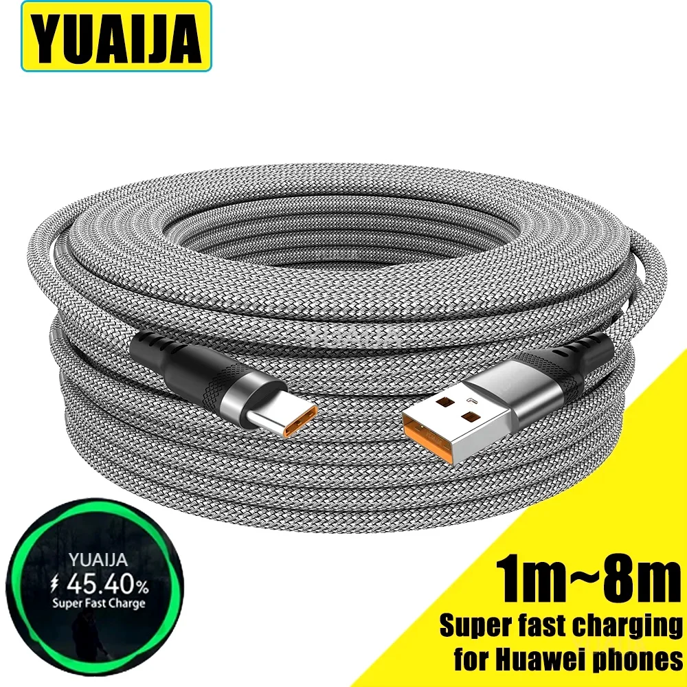 5-Meter USB TYPE C Super Fast Charge Cable for Huawei USB C 3m 8-Meter Extended Charge Cable for Samsung Xiaomi Camera OnePlus