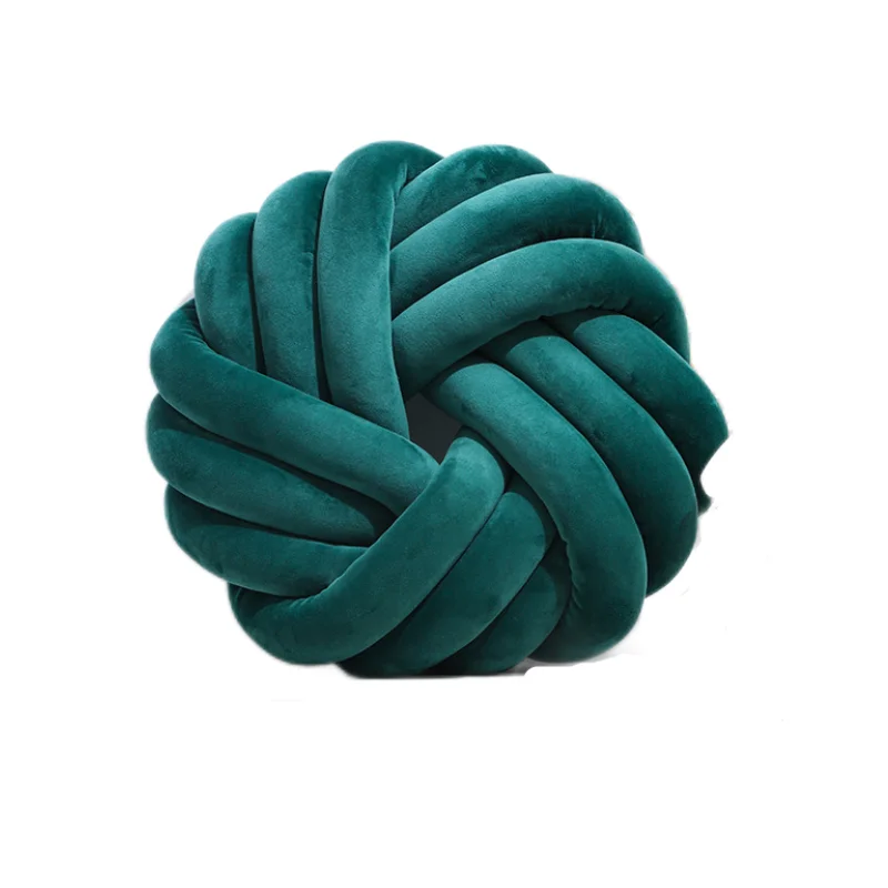 Inyahome Christmas Decor Pillow Velvet Ball Knot Cushion Handmade Knotted Pillow Cushion for Kids Room Couch Bed Car Office