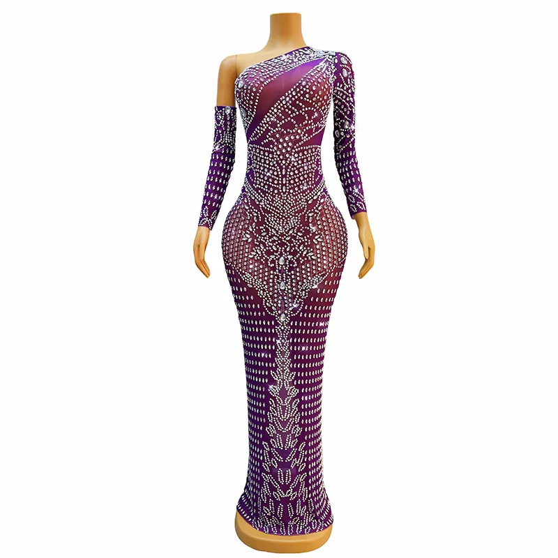 Mode One-shoulder Temperament Taille Jurk Matcha Groen Resort Wind Strand Rok Jaarvergadering Gastheer Jurk Ballkleid Luxuskleid