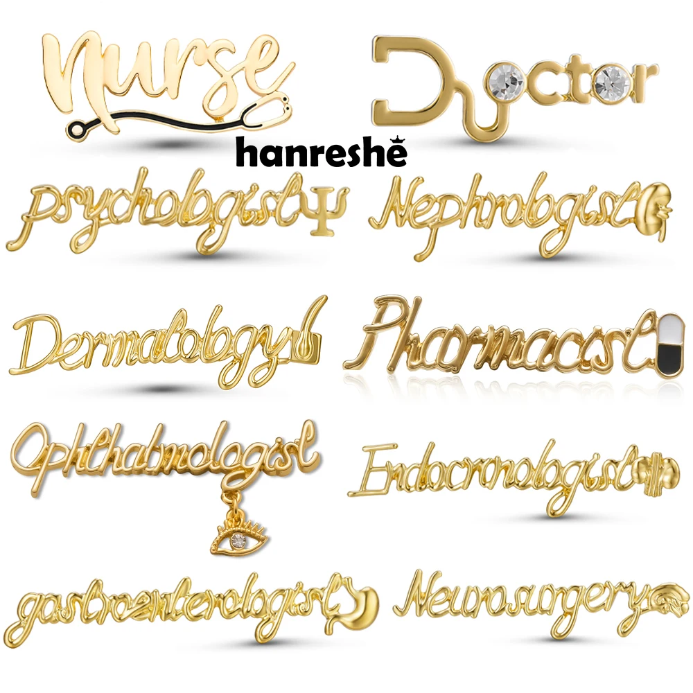 Hanreshe Medical Signature Brooch Pins Pharmacist Psychologist Badge Medal Jewelry Accessories for Doctor Nurse Collectibles