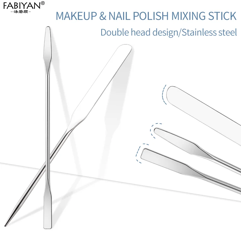 Stainless Steel Women Cosmetic Makeup Palette Spatula Spoon Stick Rod Cream Foundation Blender Mixing Tool Nail Art Accessories