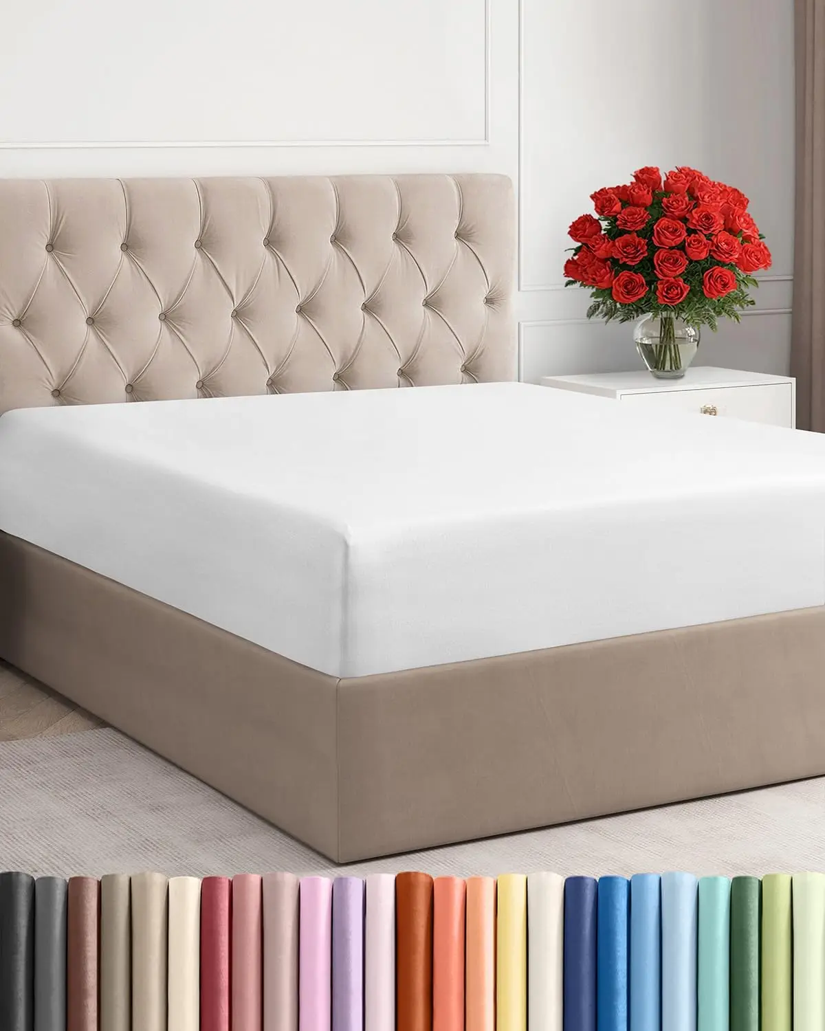 

Queen Fitted Sheet - Ultra-Soft Hotel Luxury, Deep Pockets 8-16", Cooling & Wrinkle Free