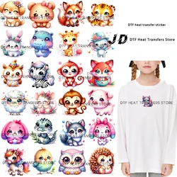 Acquerello Cute Kawaii Animals Iron On Patch trasferimento di calore sui vestiti DTF Iron On Transfer abbigliamento per bambini