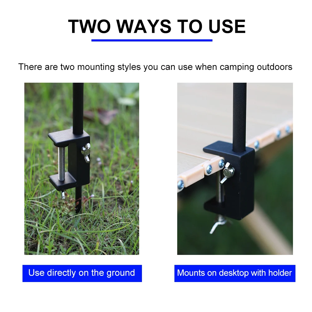 Widesea Camping Lamp Stand Tabletop Outdoor Detachable Lantern Pole Table Hanging Fixing Picnic Light Bracket Portable Fold Set