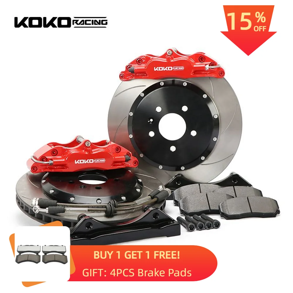 

KOKO Racing 5200 - 4 тормозной суппорт в горшках, керамическая тормозная колодка 330 мм, тормозной ротор для колесных колес 2009 Volvo XC70 17 дюймов