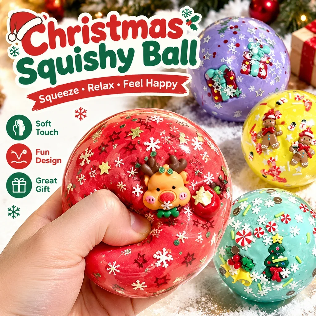 New Cross Border Original Christmas Handmade Ball Self Adjusting Clay Small Reindeer Slow Rebound Squishy Stress Relief Toy