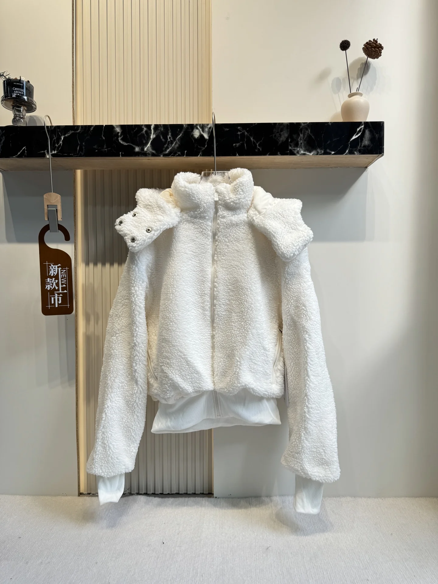 

Warm Detachable Lamb Fur ort Pull Coat with Hat Cr Puff Sle Casual Slim Fit Women's Outerwear for Autumn Winter