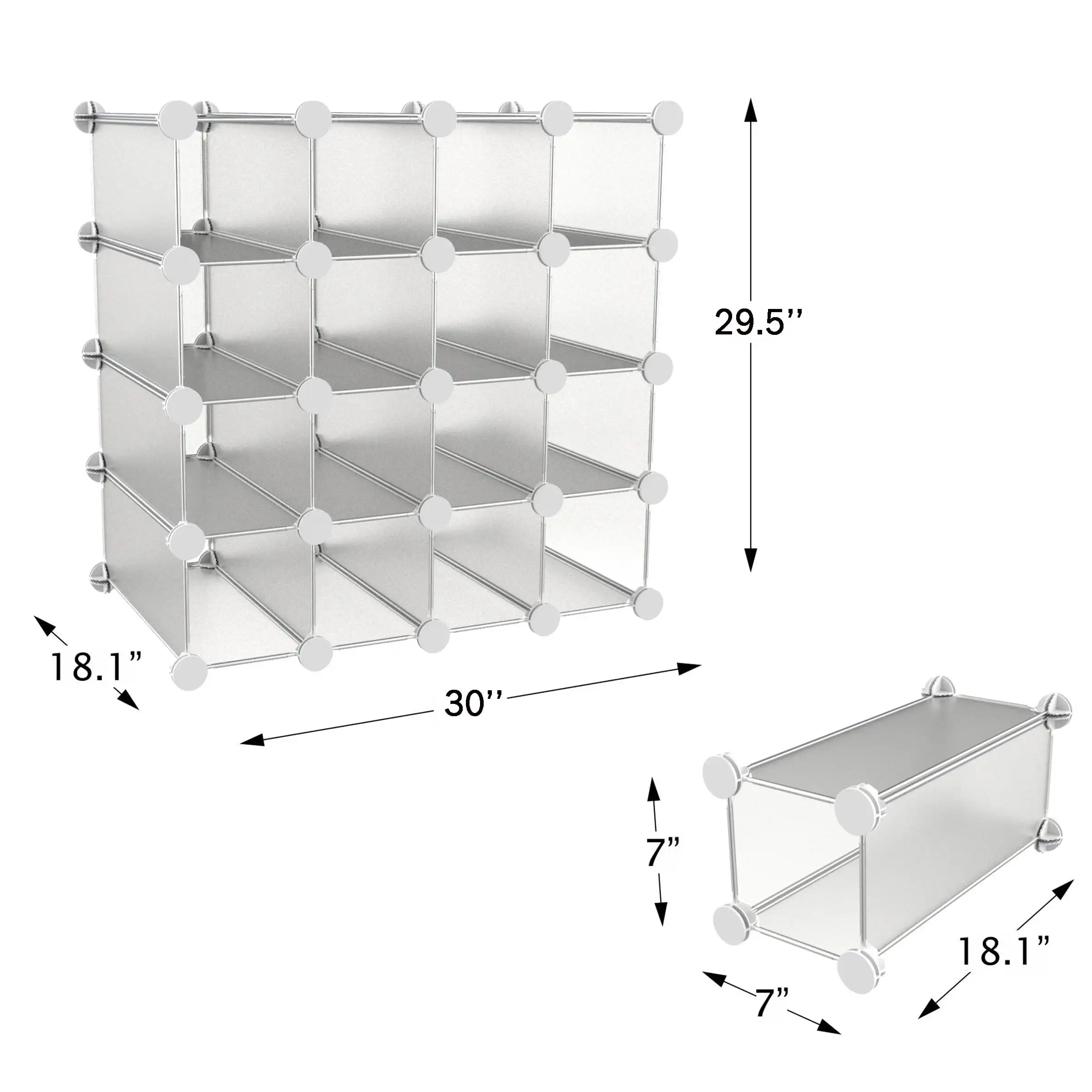 Lavish Home 16-Cube Shelves with Interlocking Modular Cubby Shelving for Organization and Storage(White)