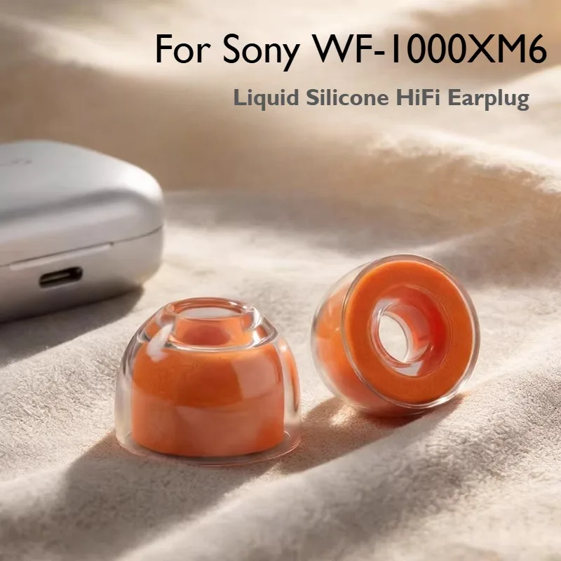 Silicone Liquid  HiFi Earplugs for Sony WF-1000XM6 Wireless Noise Reduction Orange Sleeve Headphone Shell Soft Earplugs