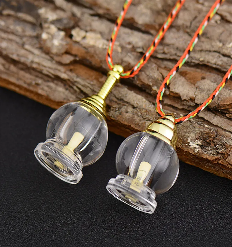 Clear Acrylic Tube Urn Keepsake Bottle Wishing Necklace Pendant Small bell shaped Steel Screw Cap Vial Ashes Memorial Pendant