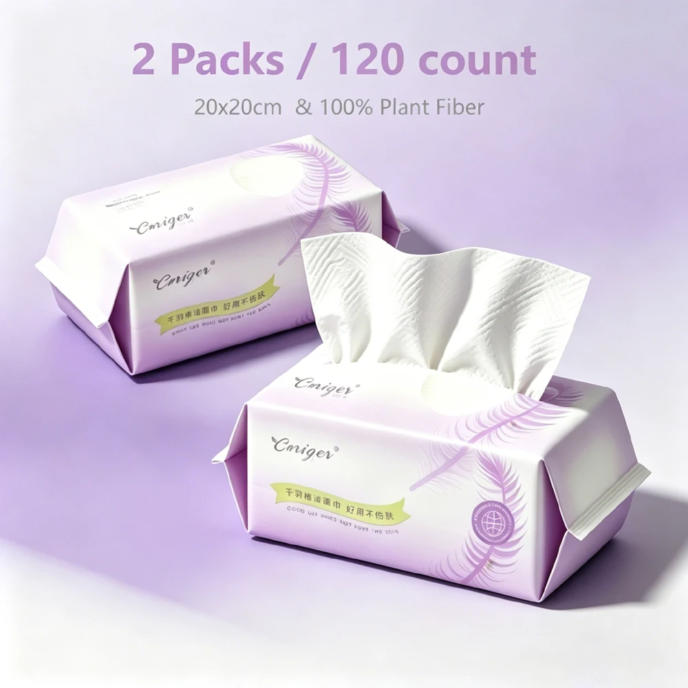 120 Count Biodegradable Disposable Face Towels Ultra Soft And Thick for Facial Cleansing Skincare And Makeup Removal