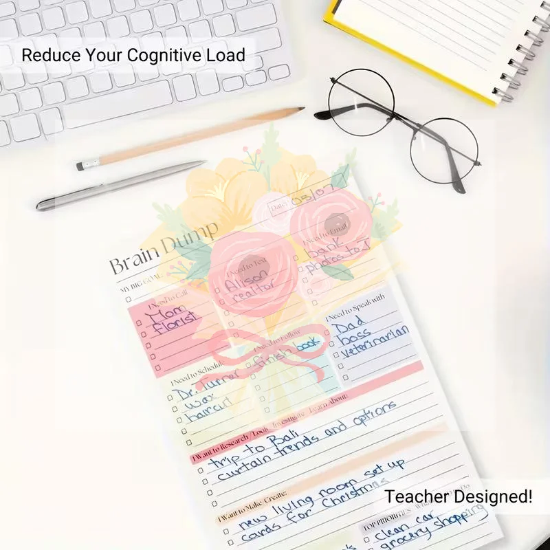 50/150 Sheets Undated Minimalist Journal Brain Dump Notebook A5 To-Do List & Task Manager For Project Planning Self-Organizatio