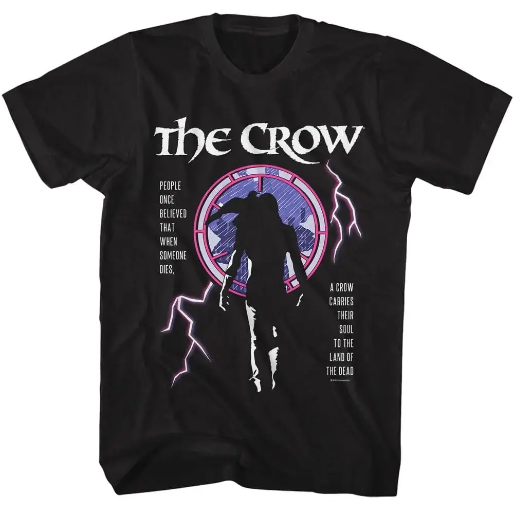 2026 The Crow Movie Unisex T-Shirt Front Character Silhouette Lightning Circle And Movie Quote Graphic Cotton Short Sleeve Fan