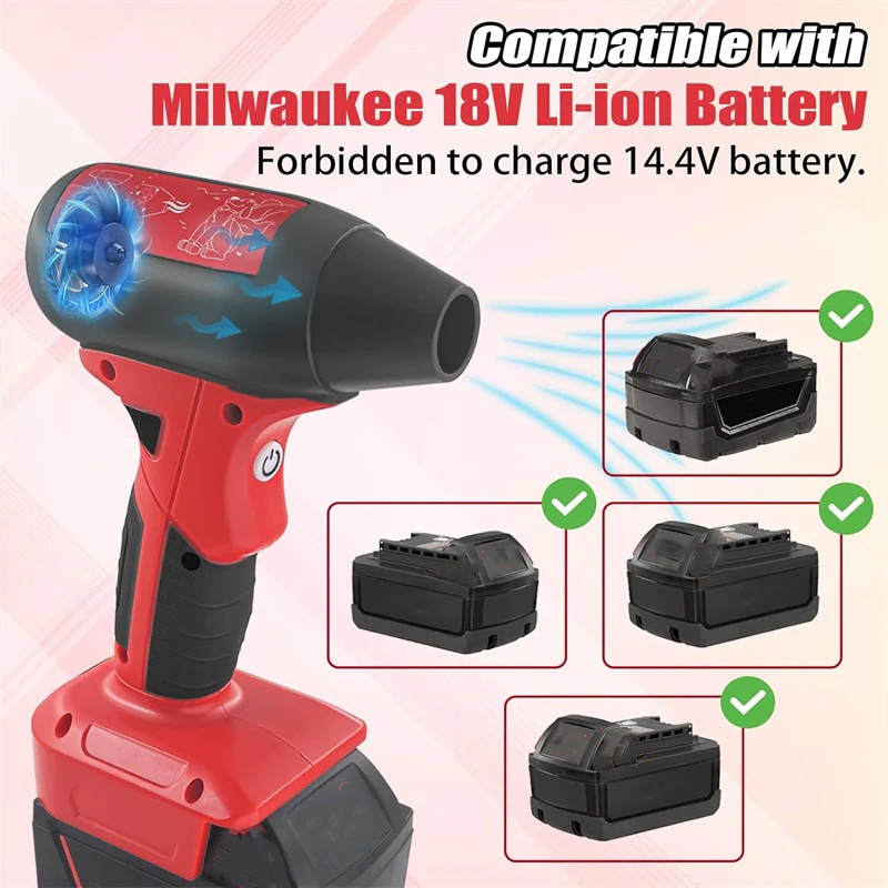 Handheld Jet Blower For Milwaukee 18V Lithium Battery Portable Violent Turbofan 4-Speed Air Pump Air Duster for Drying, Cleaning