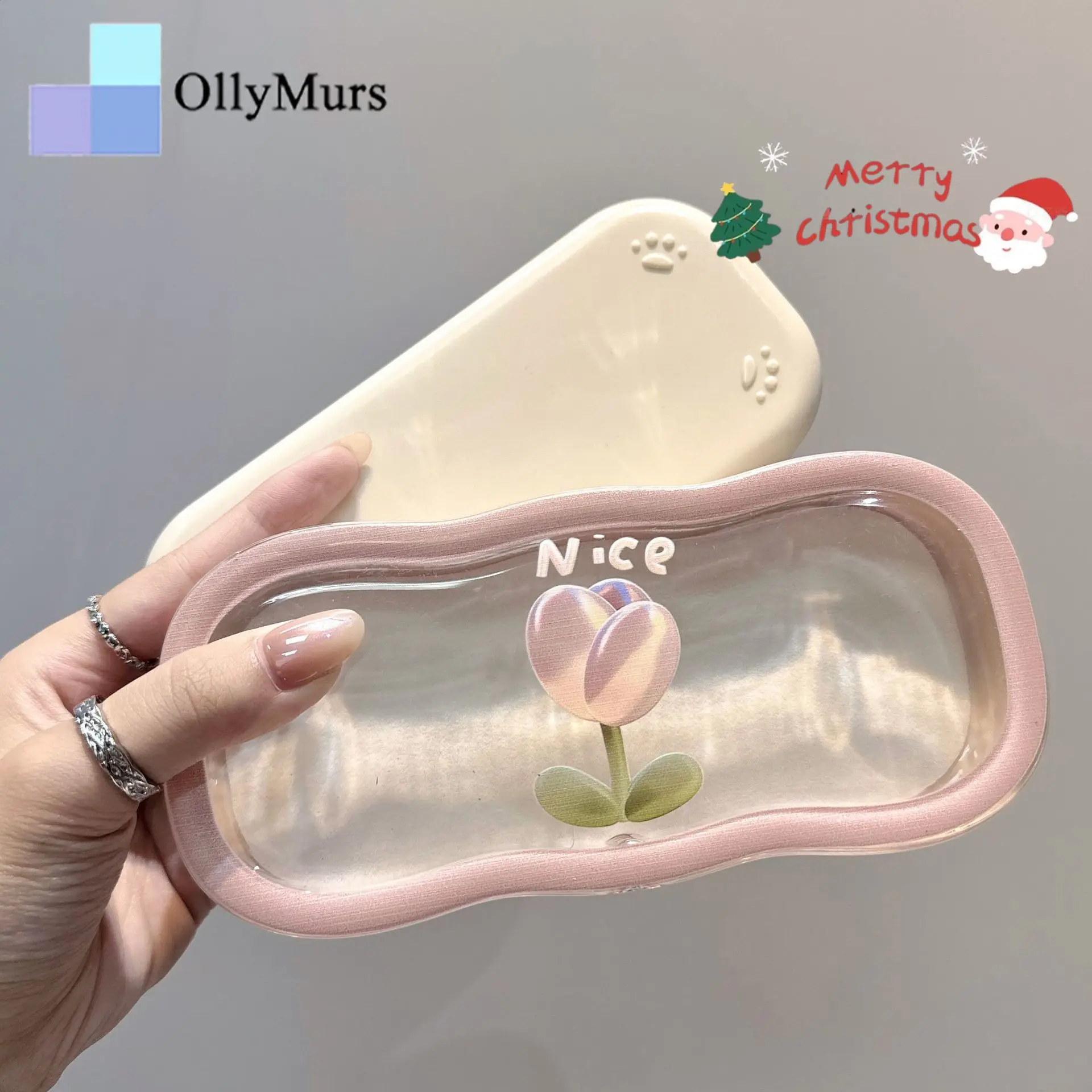 

OLLYMURS Художественный дизайнер на заказ Цветок INS Прозрачный футляр для очков для близорукости Нишевый портативный ящик для хранения солнцезащитных очков Светлый роскошный стиль