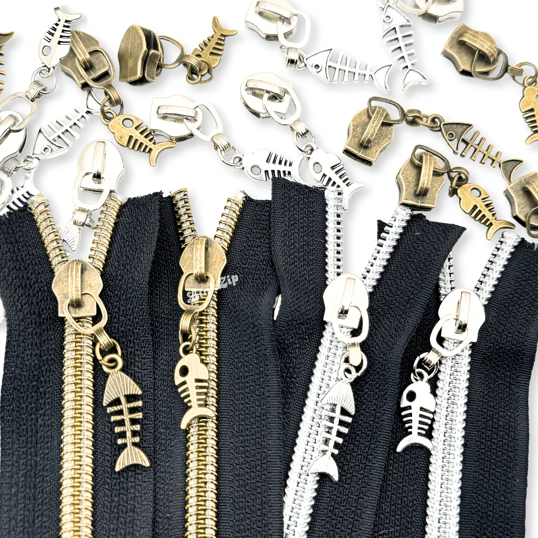 

5pcs #5 fishbone zipper pull, suitable for nylon zipper, can be used for sewing bags, clothing, fashion accessories