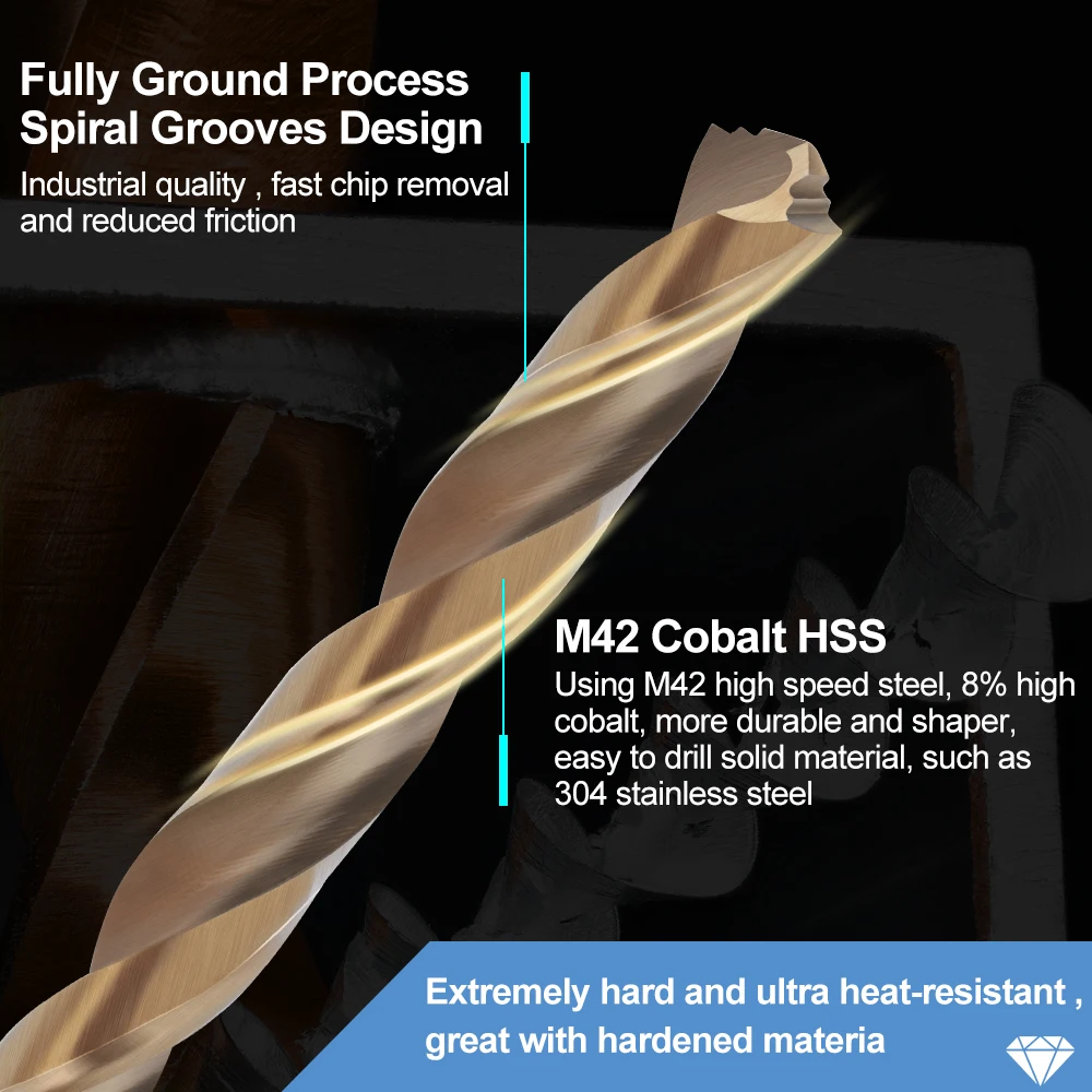 XCAN 트위스트 드릴 비트 세트, 스테인리스 스틸 목재 금속 드릴링 커터용 고 코발트 드릴 비트, M42 3 엣지 HSS 홀 드릴 8%