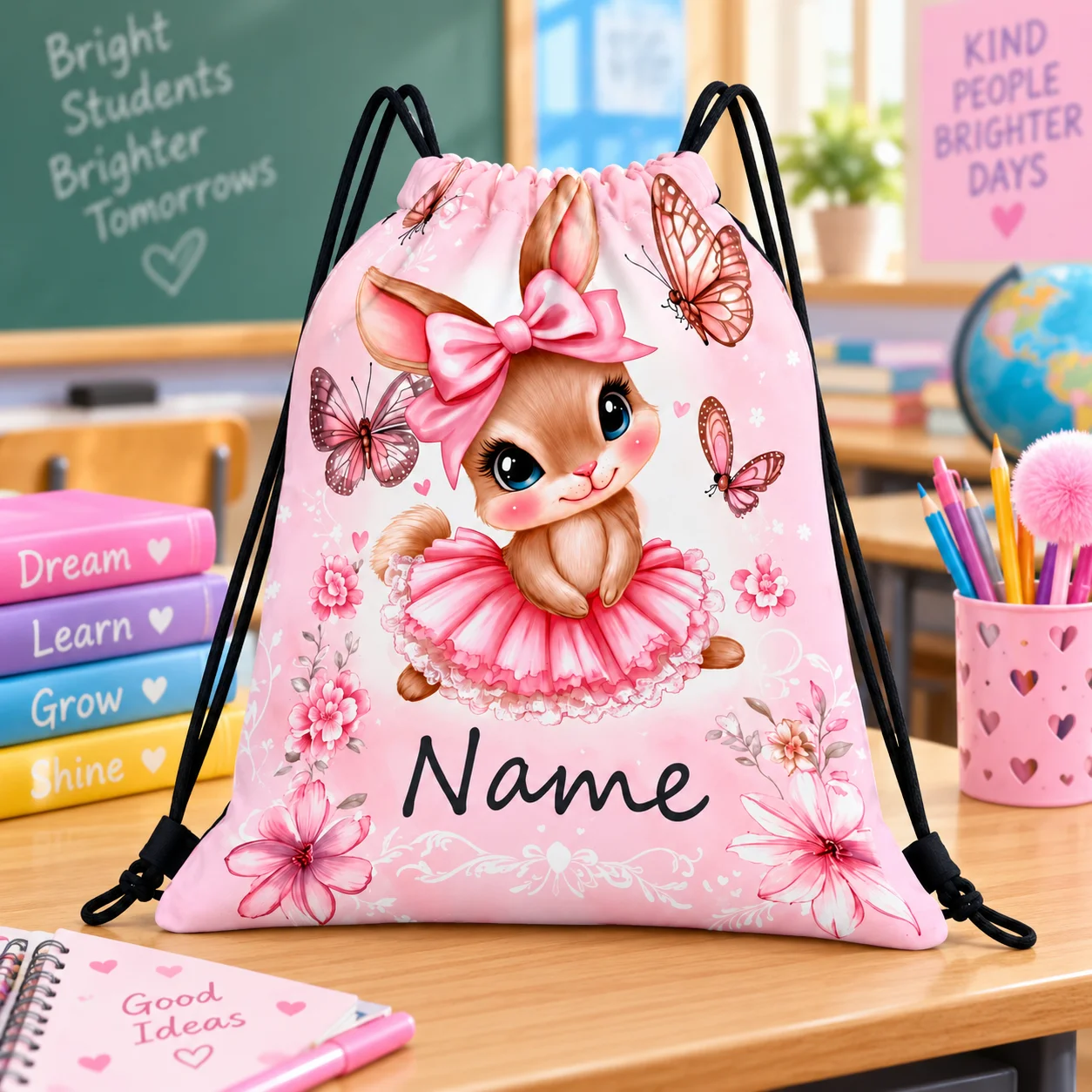 1PC Personalized Drawstring Bag Backpack Custom Name Kids String Bag Girls School Travel Gym Sports Birthday Gift Bag Drawstring - view 4