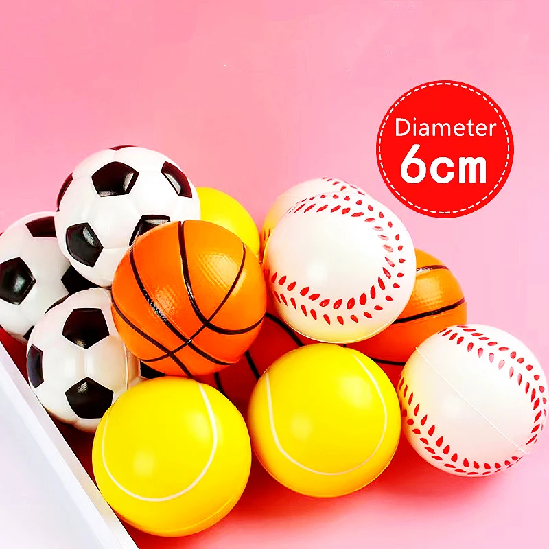 12PCS 6CM 7 Patterns Soft Football Basketball Baseball Tennis Kids Birthday Party Gifts Pinata Filler Kids Toys Giveaway Favors