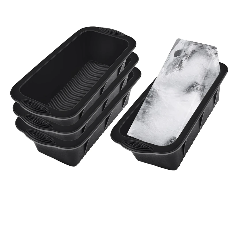 

4 PCS Ice Block Mold 9.4Lbs Ice-Cubes For Cold Plunge Or Coolers Black Reusable Silicone Ice Mold For Ice Bath Chiller