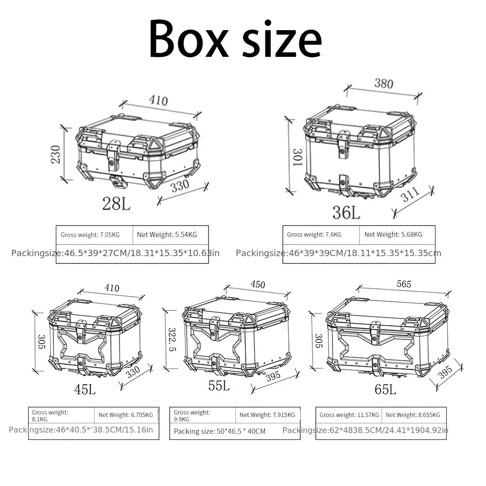 Embossed X shape Trunk Rear Top Lock Storage Case aluminum alloy quick release tailgate luggage box electric Motorcycle Tail Box