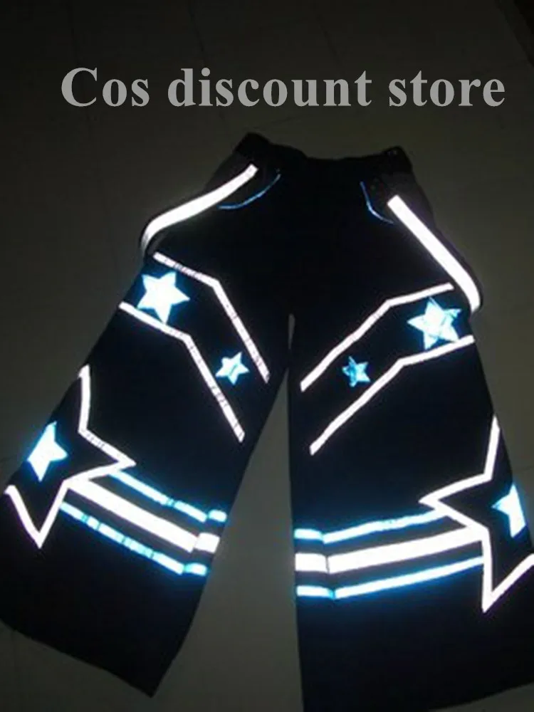 Cool Star Pattern Night Vision Ghost Walk Costume Reflective Pants Shuffle Ghost Dance Pants Casual Hip-hot Dance Trousers