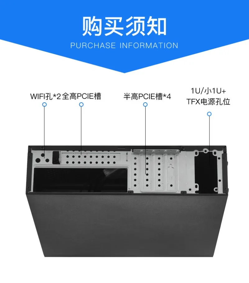 Horizontal MATX ITX Mini PC Chassis Support 1U Power Supply Half Height Graphics Card Optical Drive HTPC Case view 4