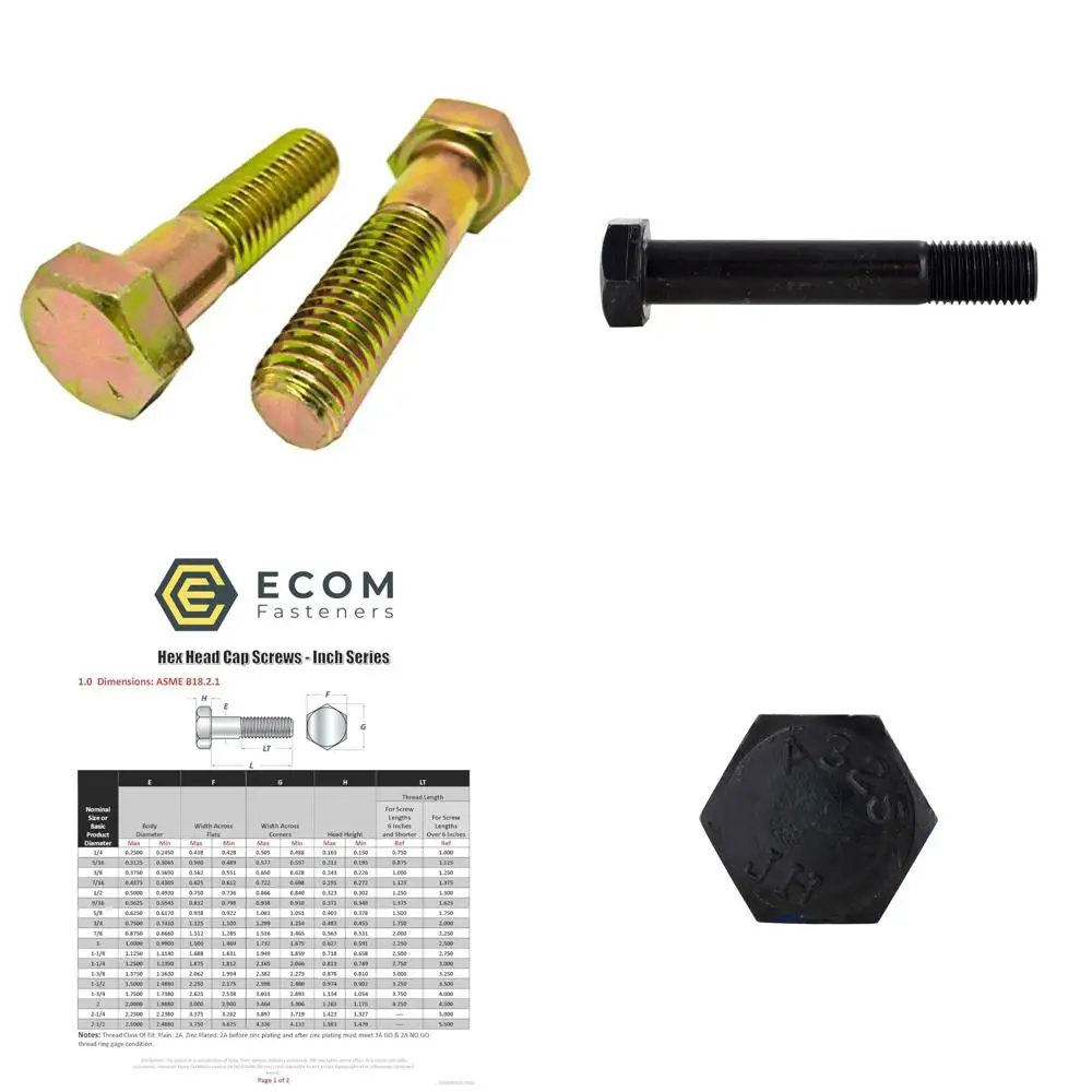 

Винты с шестигранной головкой из стали с цинковым желтым покрытием класса 8, 5/16-18 x 4-1/2 дюйма, грубая резьба, упаковка из 50 шт.