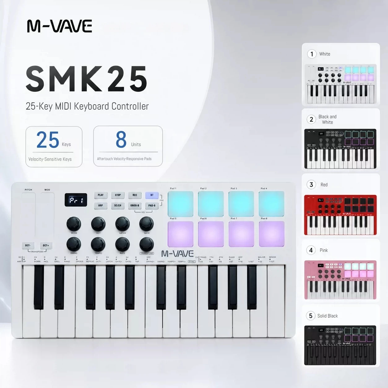 Midi Controller Pad - M-VAVE SMK-25 Professional Arranger Keyboard 25