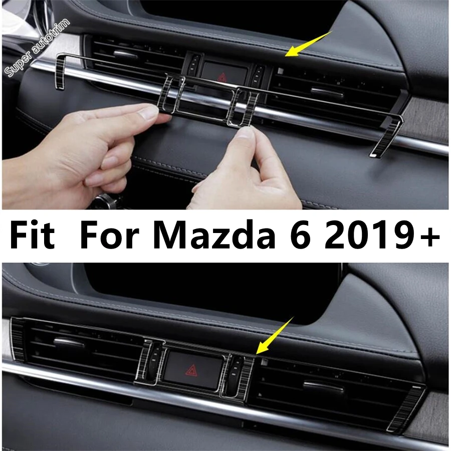 

Central Middle Air Conditioning AC Outlet Vent Decoration Frame Cover Trim For Mazda 6 2019 - 2024 Metal Accessories Interior