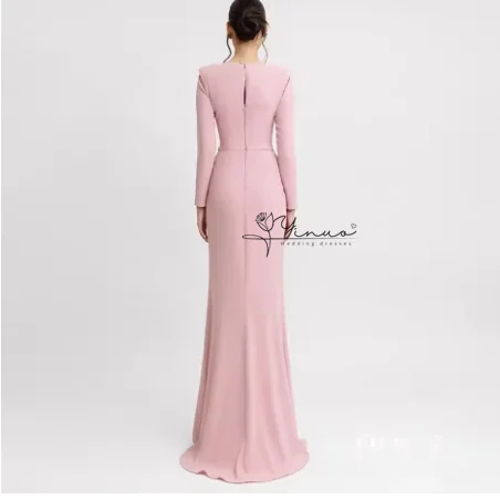Abito da sera personalizzato Abito da festa a sirena Elegante manica lunga con scollo rotondo Perline Abito per occasioni formali Prom