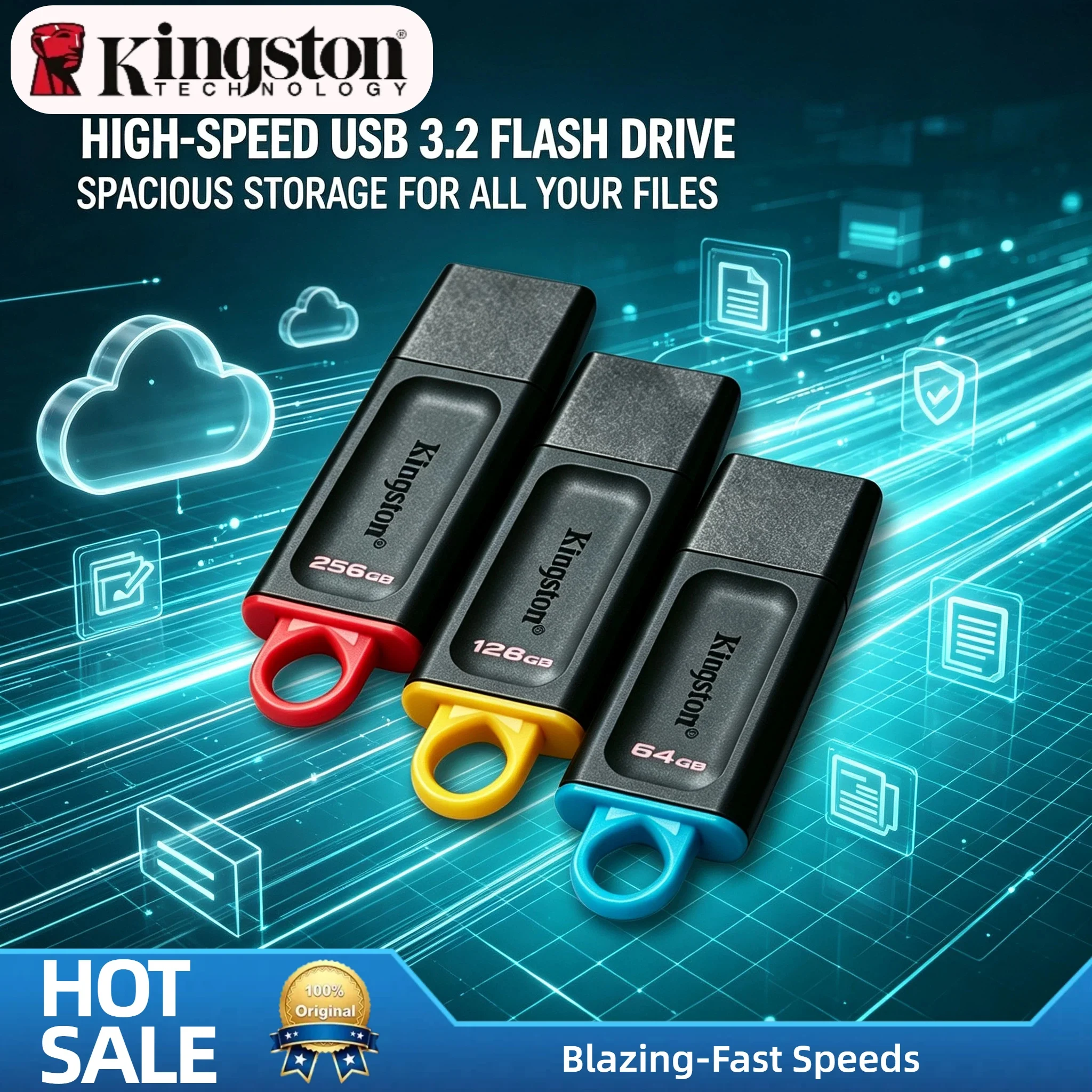 Kingston USB 3.2 Gen 1 DTX 32GB 64GB 128GB 256GB Mini Key Flash Drive Memory Stick for PC Laptop Computer
