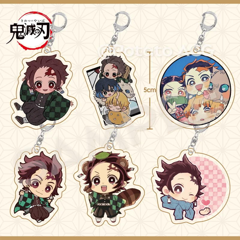 

Anime Demon Slayer Kamado Tanjirou Hashibira Inosuke Agatsuma Zenitsu Cosplay Keychain Pendant Q Version Cartoon Decorate Cute