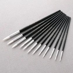 12Pcs Paint Brush Black Penholder White Nylon Hair Oil Painting Brushes Watercolor Acrylic Drawing DIY Art Supplies painting pen