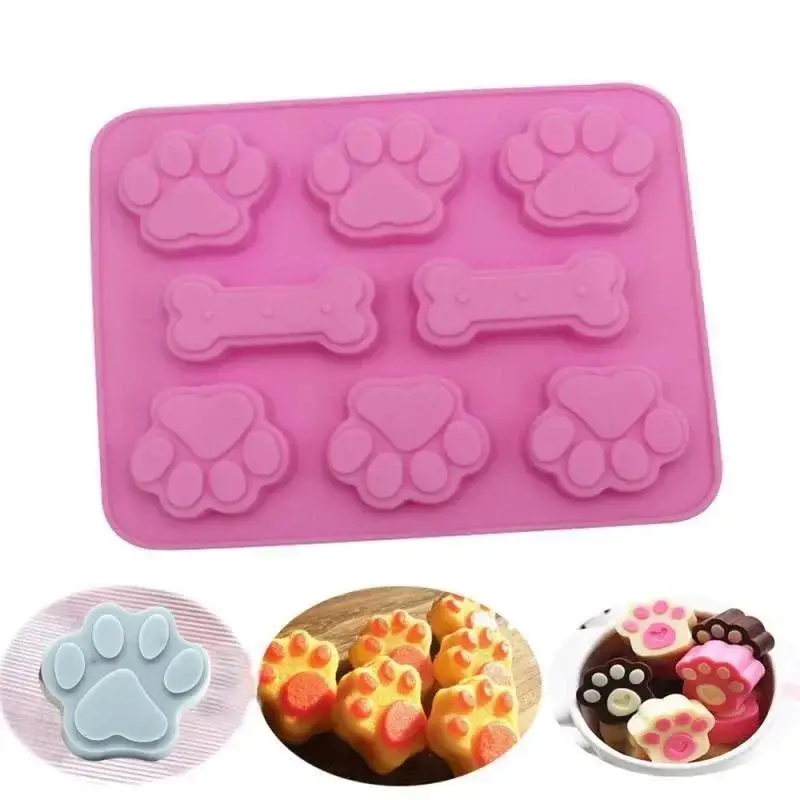 1 Pcs Creative New Cute Dog Footprint & Bone Silicone Mold DIY Fondant Cake Cookie Cutter Handmade Baking Bakeware Accessories