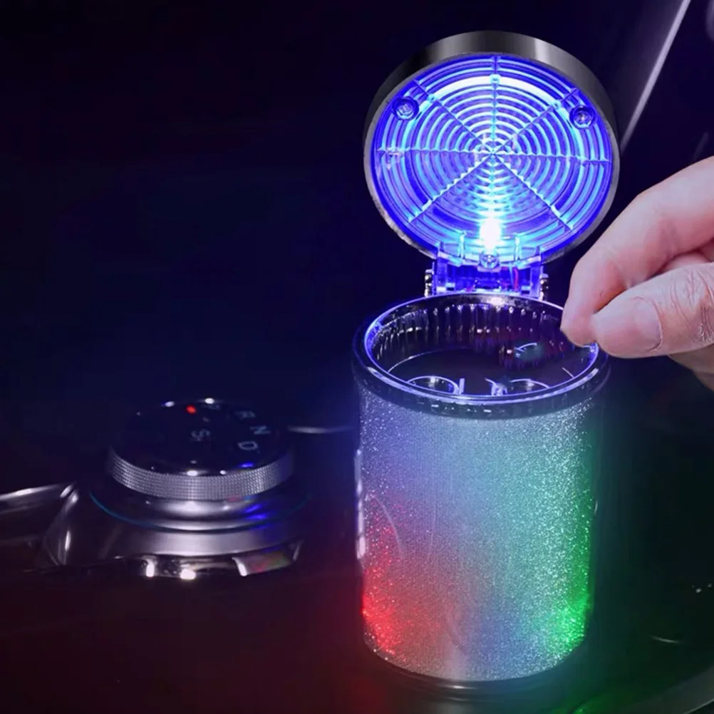 

LED Ashtray High Flame Retardant Cigarette Holder Car Decorative LED Light Indicator Stylish Design Vehicle Smoke Prevention