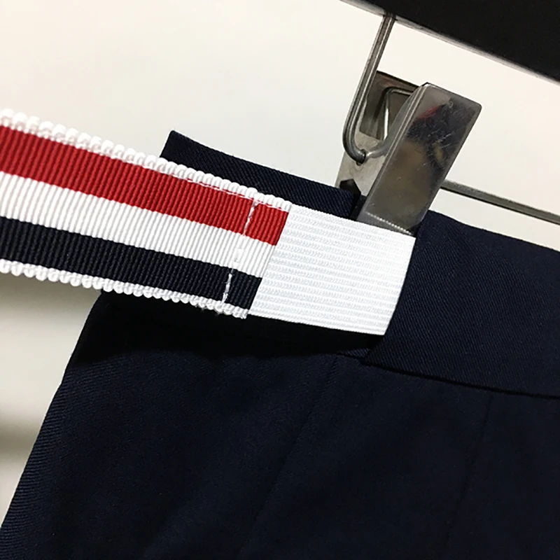 TB-pantalones de traje de estilo clásico para hombre, pantalón de tiro bajo, informal, de negocios, color blanco, rojo, blanco y azul, novedad de