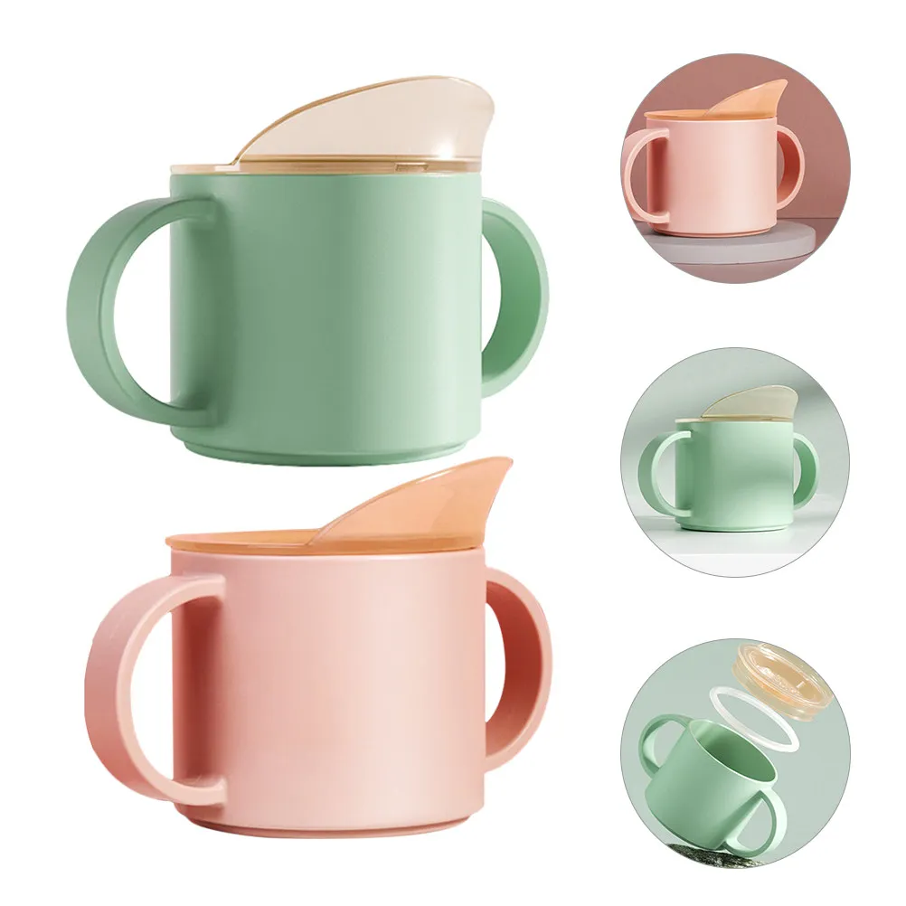 

2Pcs Drop-Resistant Toddler Water Cup Silicone Baby Training Cup for Weaning Milk Porridge Water Use Comfortable Handle Kids